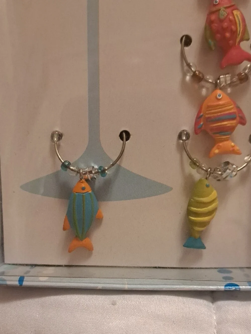 Colorful Fish Wine Glass Charms - Set of 6